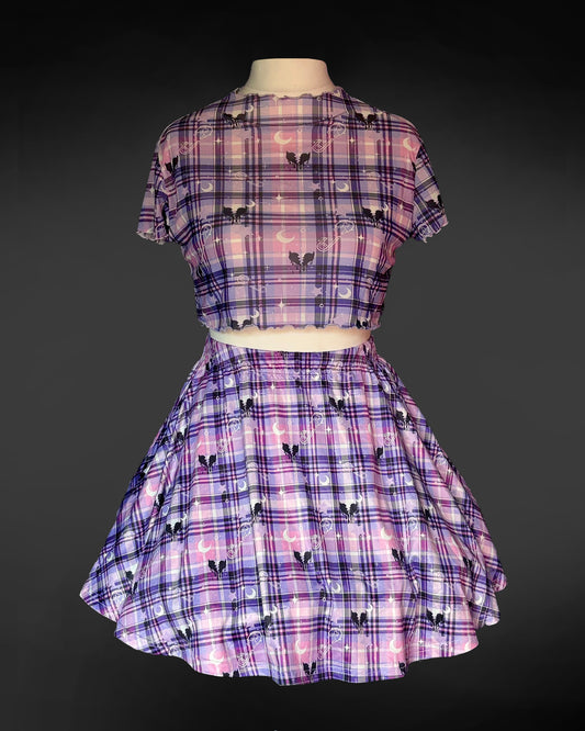 Pastel Punk Tartan Mesh Crop