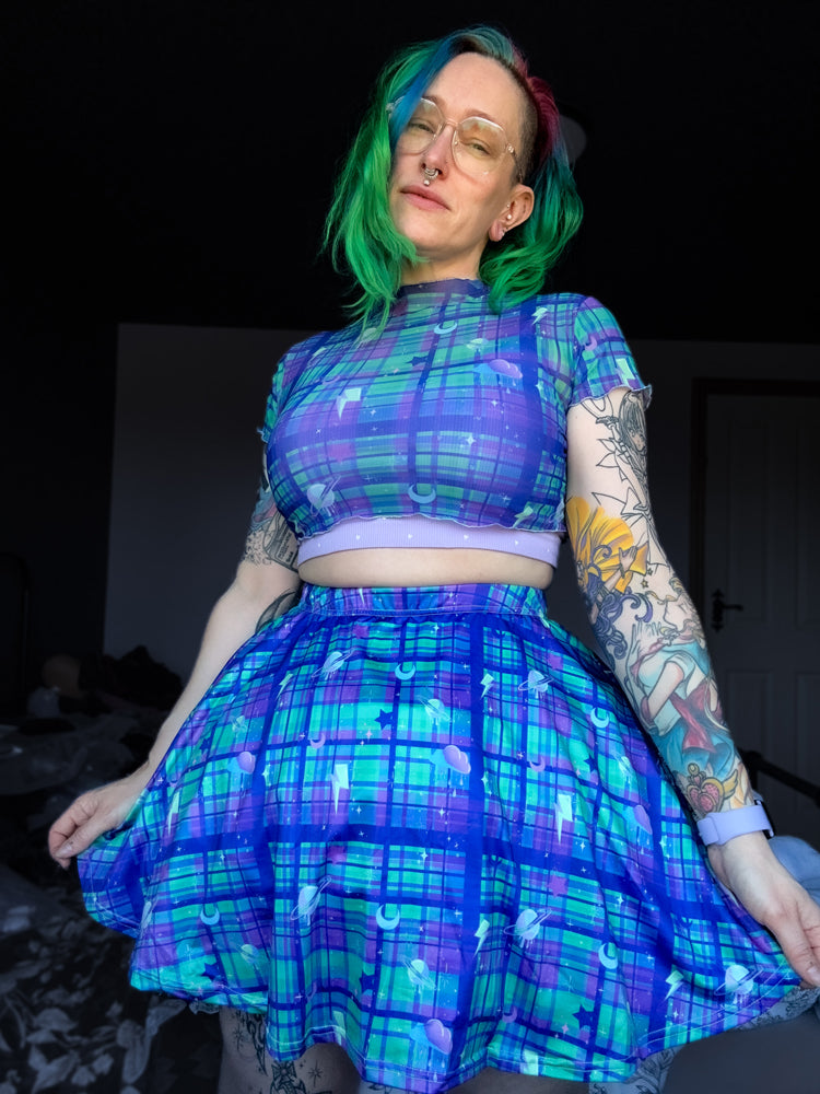 Outer Space Tartan Skater Skirt