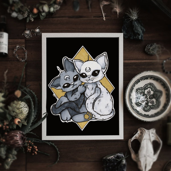 A5 Cat Moon Critter Print