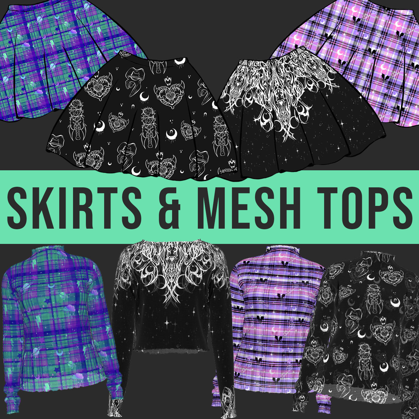 Skirts and Mesh Tops