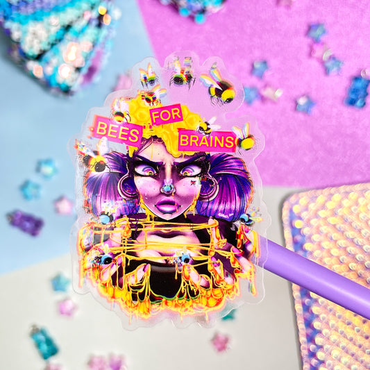 Bees for Brains Clear Sticker
