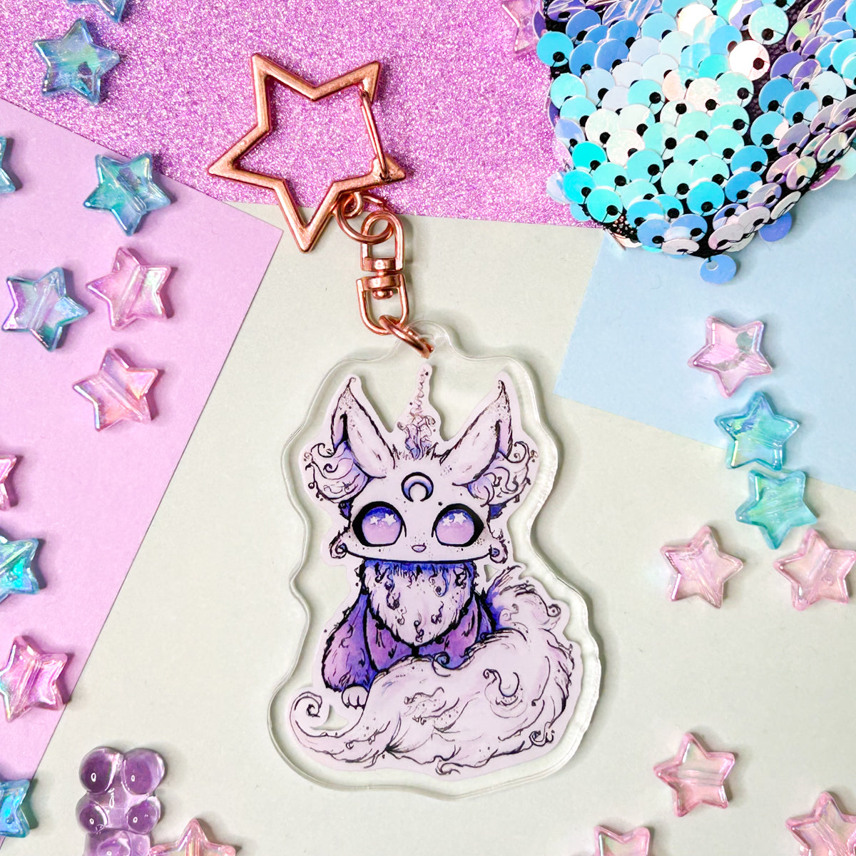 Purple Fox Acrylic Keychain