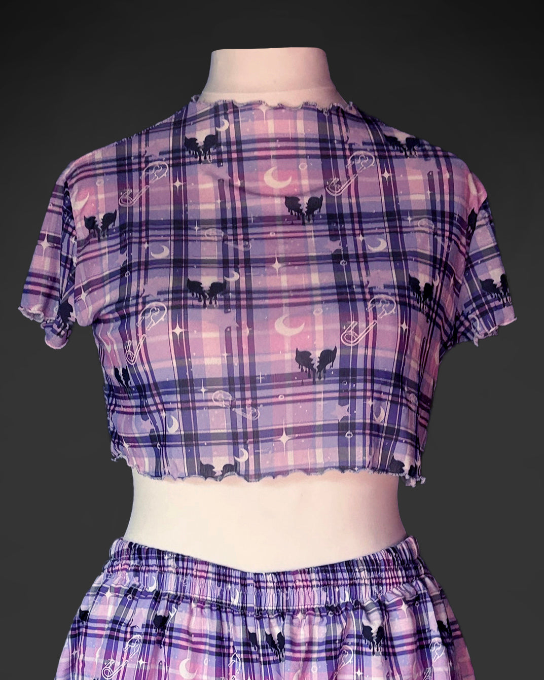 Pastel Punk Tartan Mesh Crop