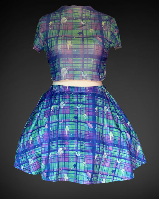 Outer Space Tartan Skater Skirt