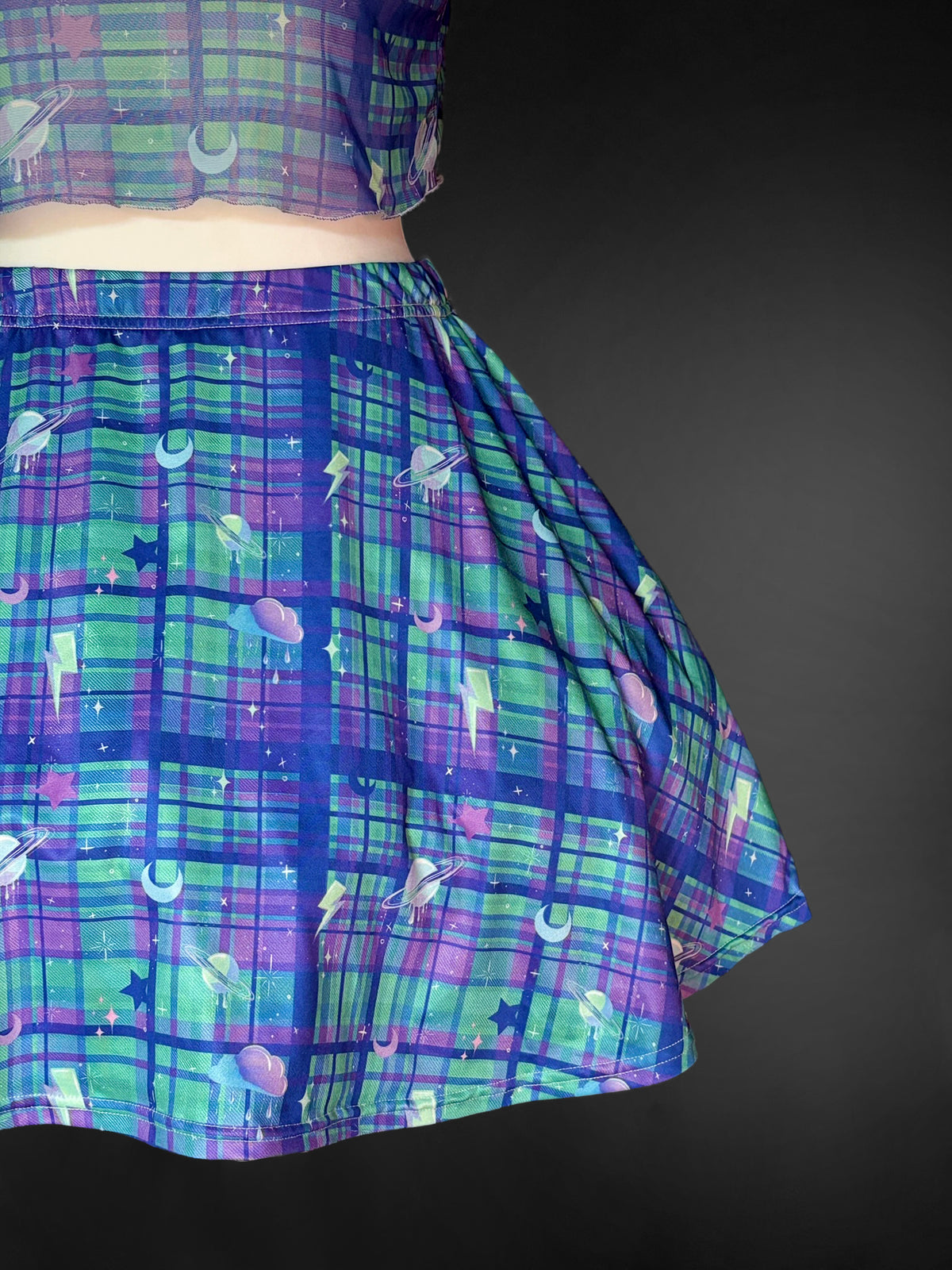Outer Space Tartan Skater Skirt