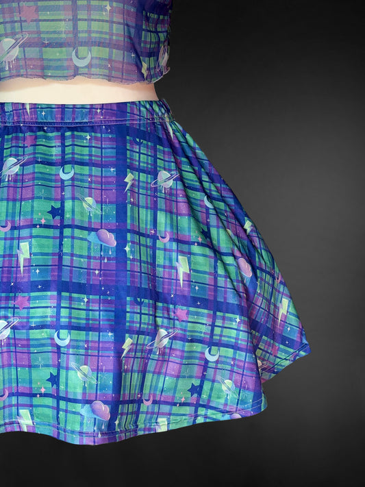 Outer Space Tartan Skater Skirt