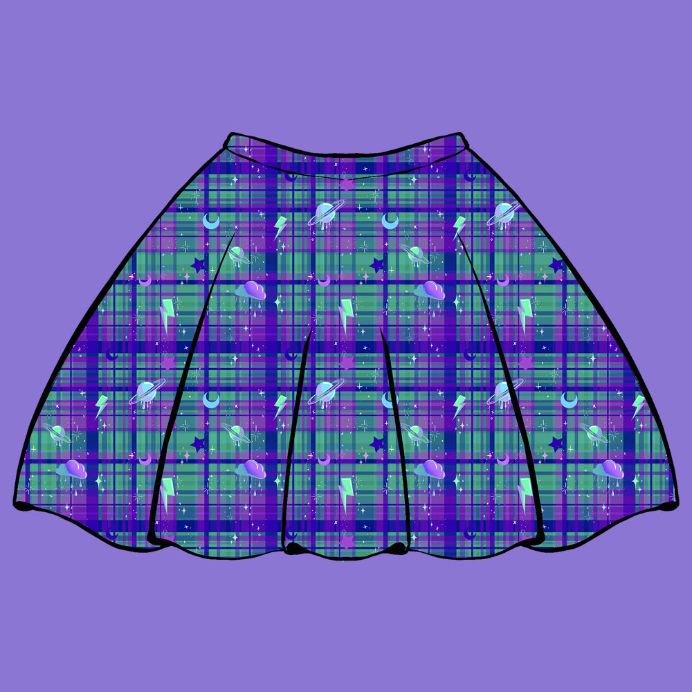 Outer Space Tartan Skater Skirt