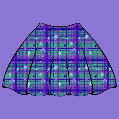 Outer Space Tartan Skater Skirt