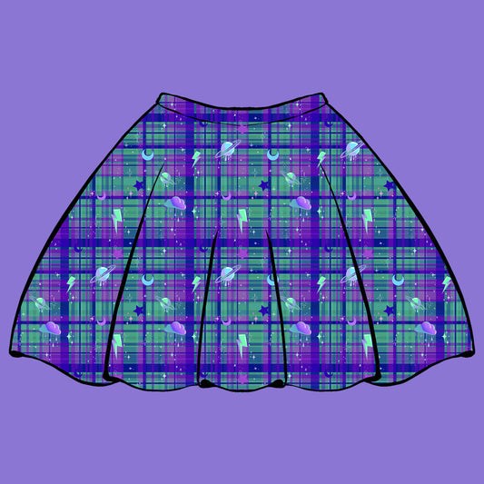 Outer Space Tartan Skater Skirt