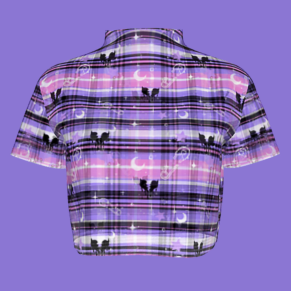 Pastel Punk Tartan Mesh Crop