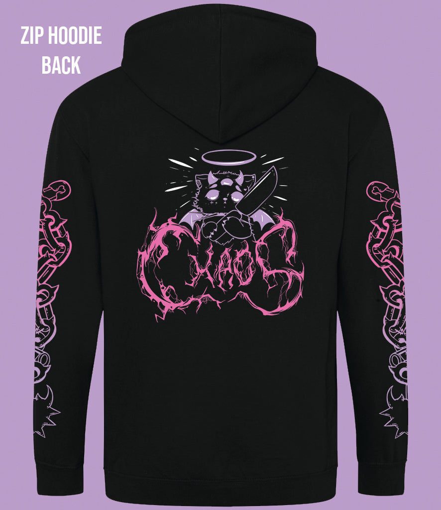 ★ CHAOS Cat Pull Over Zip and Crop Hoodie ★
