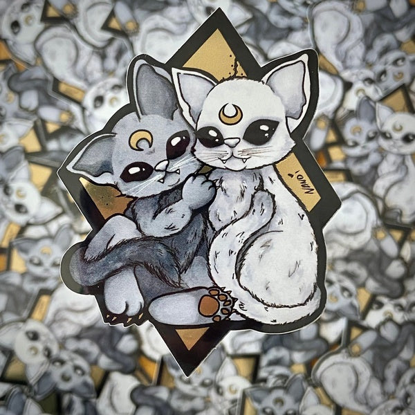 Twin Cat Sticker - Moon Critters