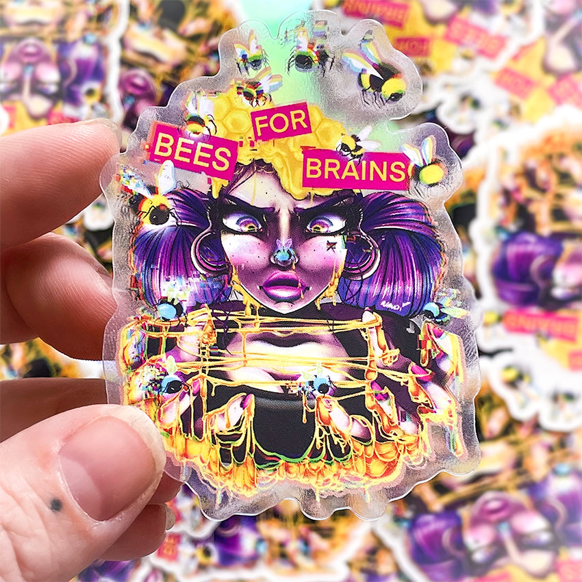 Bees for Brains Clear Sticker