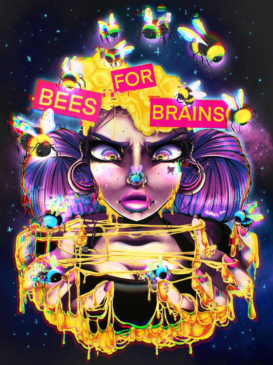 FINE ART PRINT Hand signed Bees For Brains ADHD 12 x 16 Giclée Print